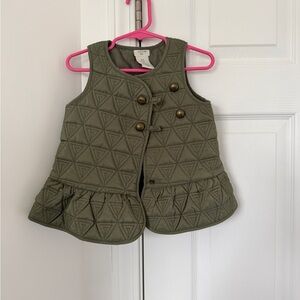 Kids Olive Quilted Vest 3T
